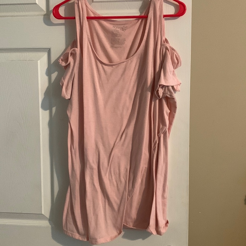 Pink cold shoulder blouse